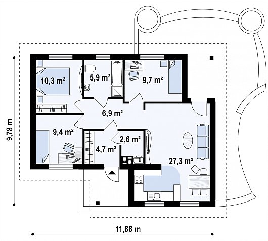 Проект дома D132 - план 1