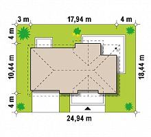 Проект дома D148 - минимальные размеры участка